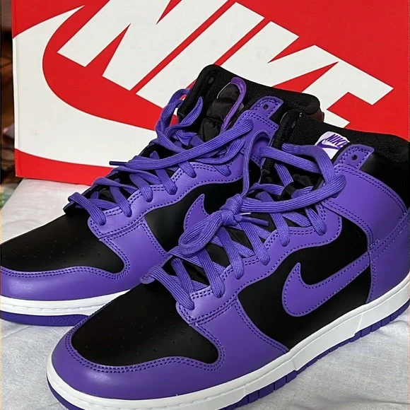 Nike Dunk High Psychic Purple Retro DV0829-500 Premium Black Court - Picture 1 of 8